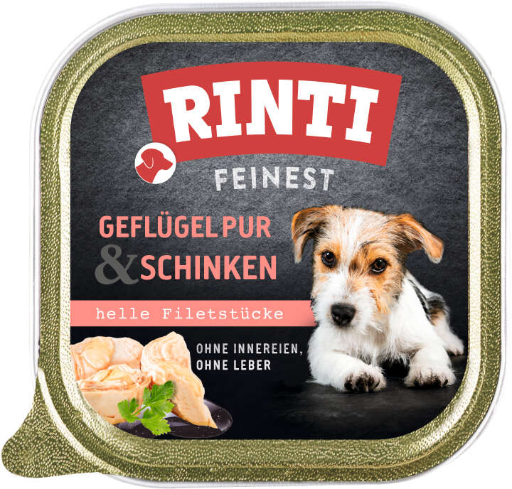 RINTI Hunde-Nassfutter Feinest Geflügel pur Schinken